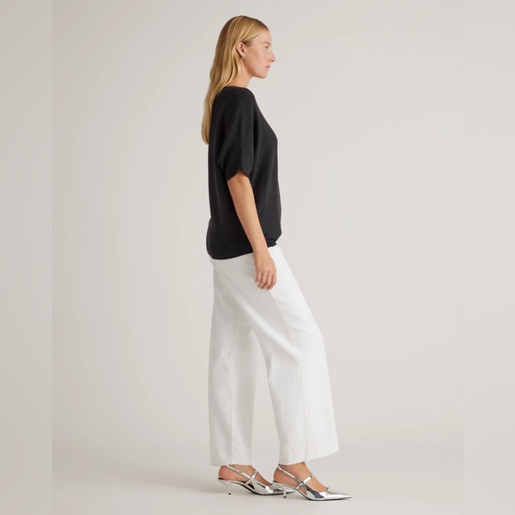 NWT Quince Lightweight Cotton Cashmere Dolman Sweater in Heather Charcoal - Picture 3 of 8